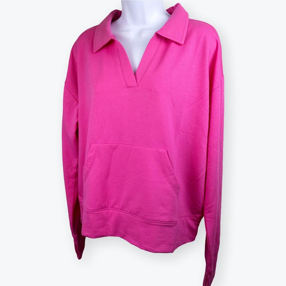 Balance Collection Women Pink Pull-over Fleece Collar Sweatshirt L NWOT